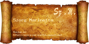 Szorg Marinetta névjegykártya